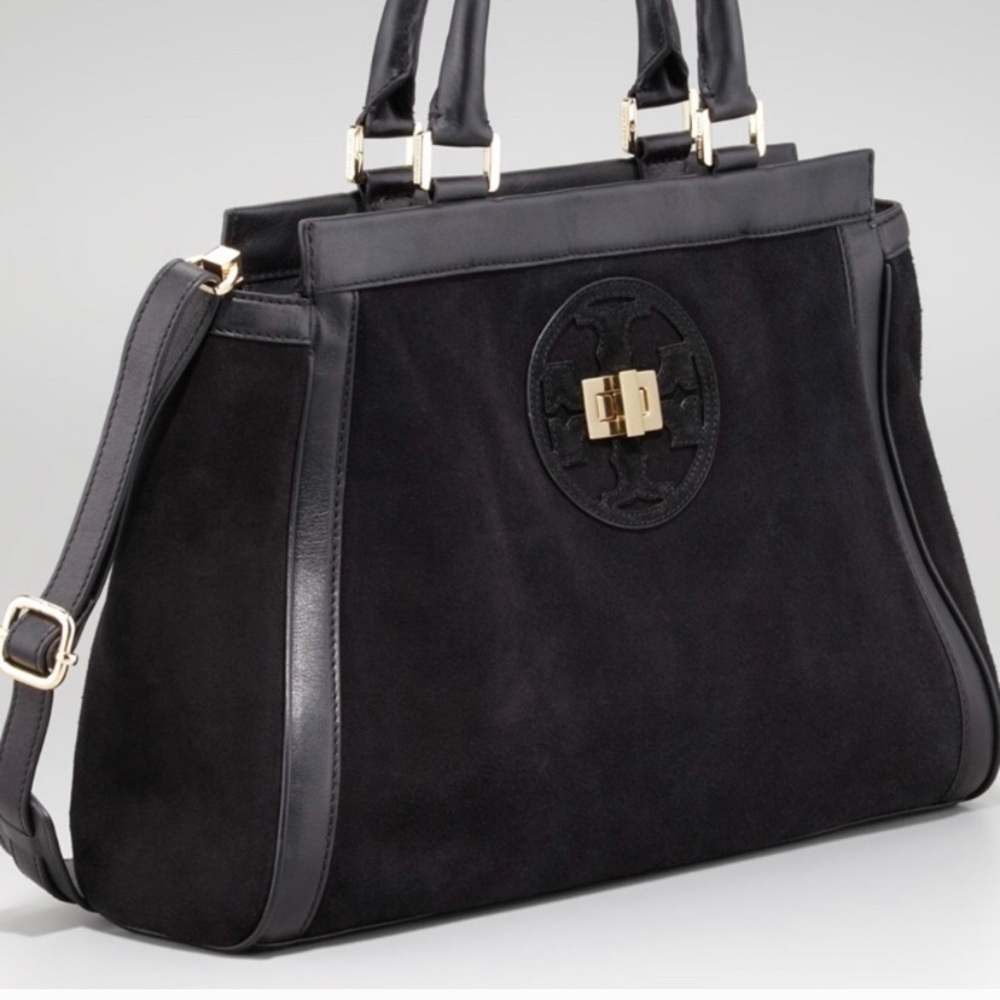 Tory Birch suede and leather crossbody satchel bag